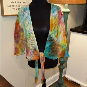 Christopher & Banks Tye-Dye Open cardigan tie front - Size - XL